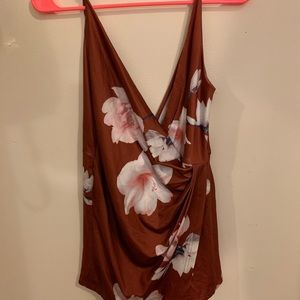 Burnt orange floral romper